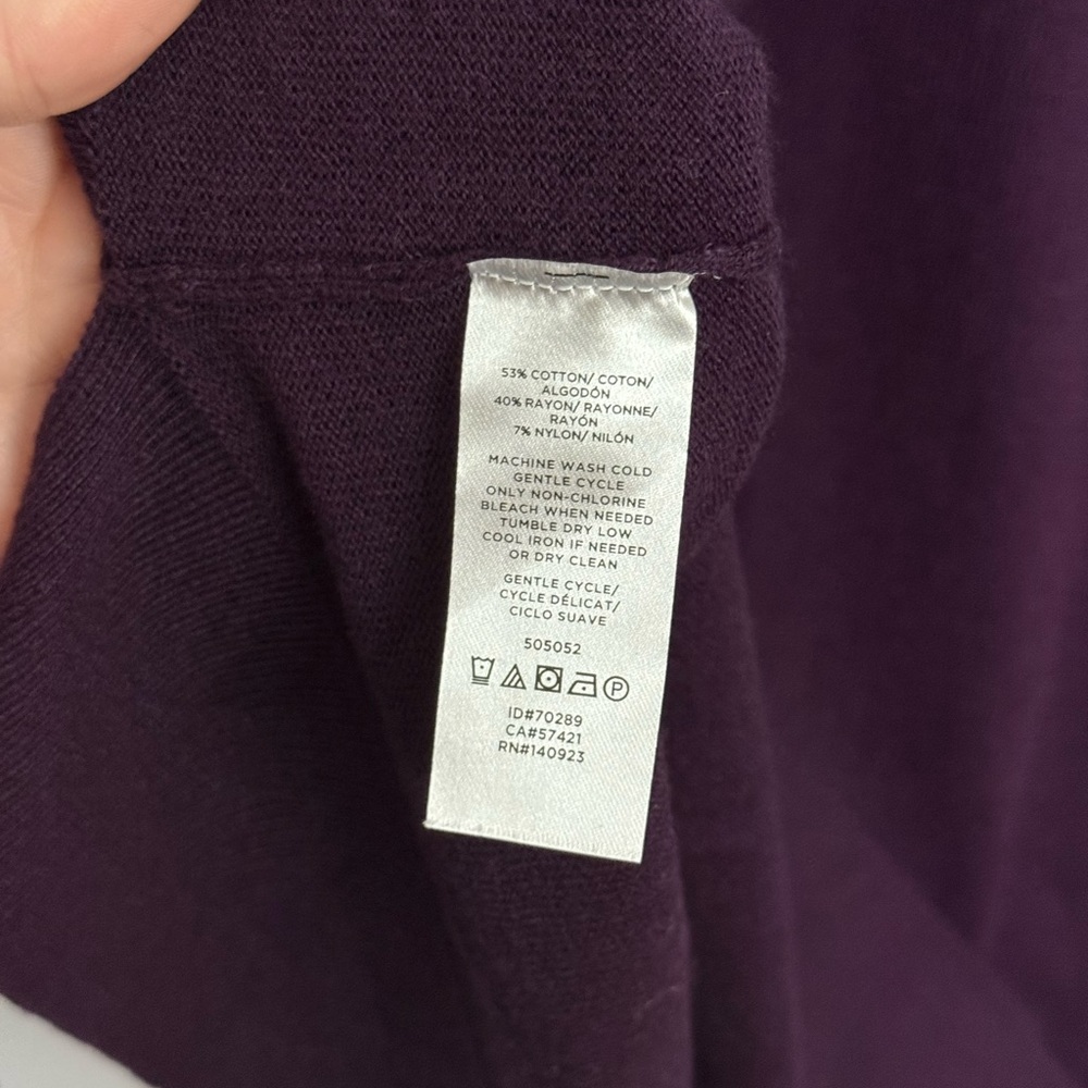LOFT Deep Purple V-Neck Sweater - Picture 6 of 6